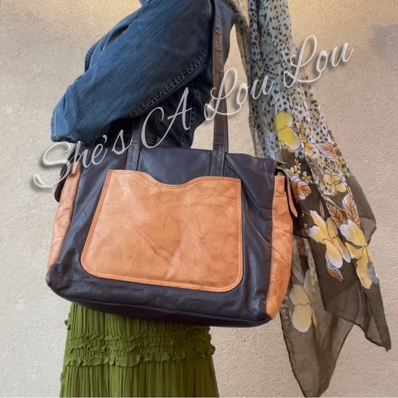 Unique Soft Leather 2-Tone Mushroom Shoulder/Tote/Bag with nature scarf/wrap - Picture 1 of 12